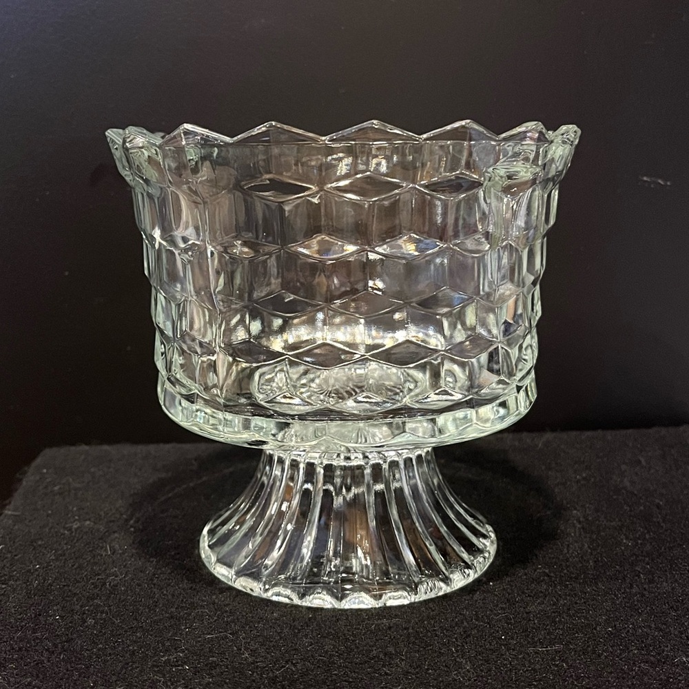 Vintage Homco Pressed Glass Pedestal Compote - Clear Glass